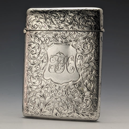 1900年 英国アンティーク 純銀製カードケース 79g Henry Pope